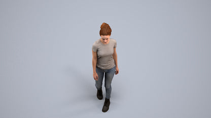 realistic 3D people woman casual walking, render-ready for V-Ray and Corona, FBX OBJ, back view render