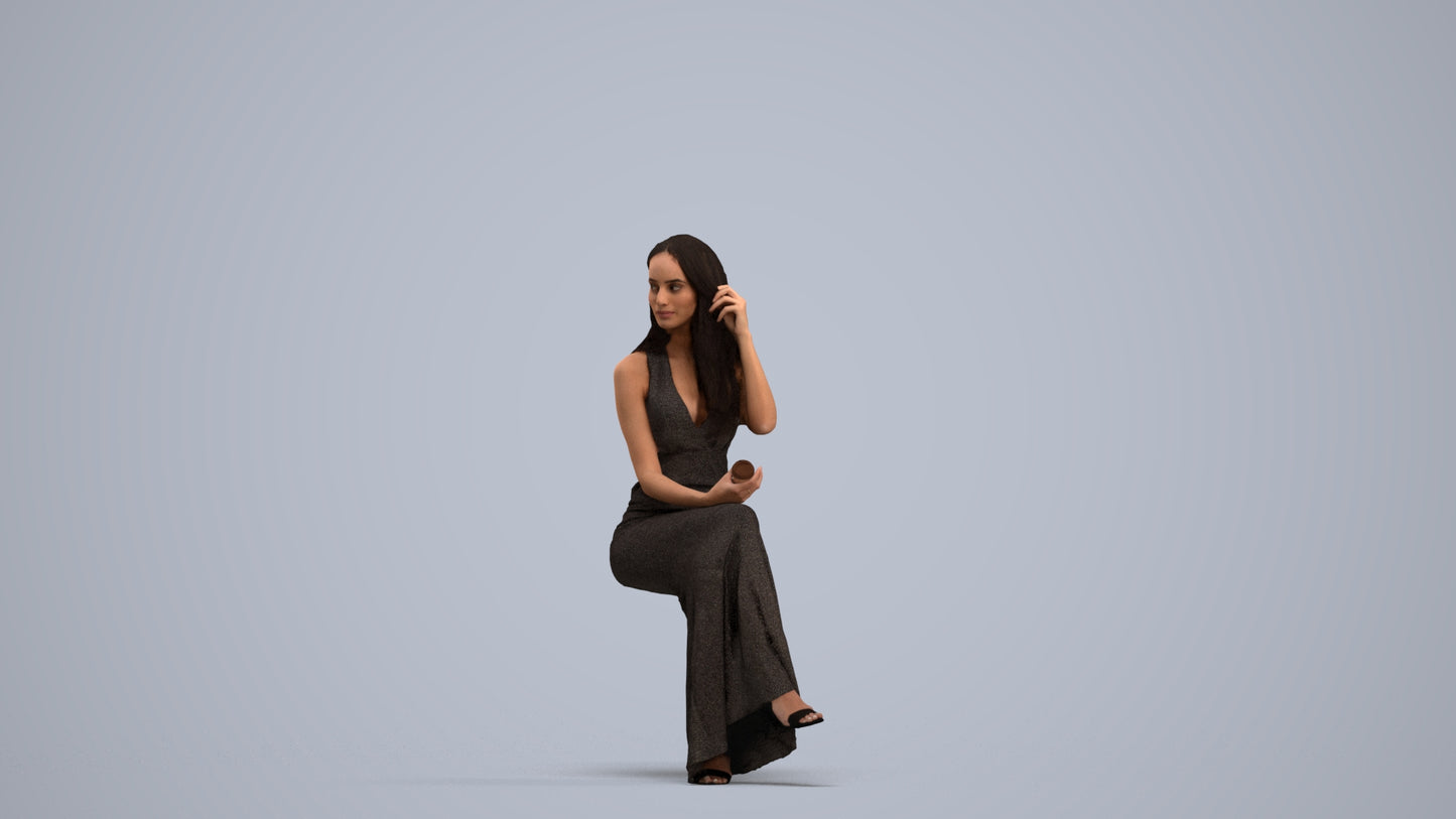 3D scanned woman formalaffairs formal, photorealistic archviz people for Enscape and SketchUp, standing pose render