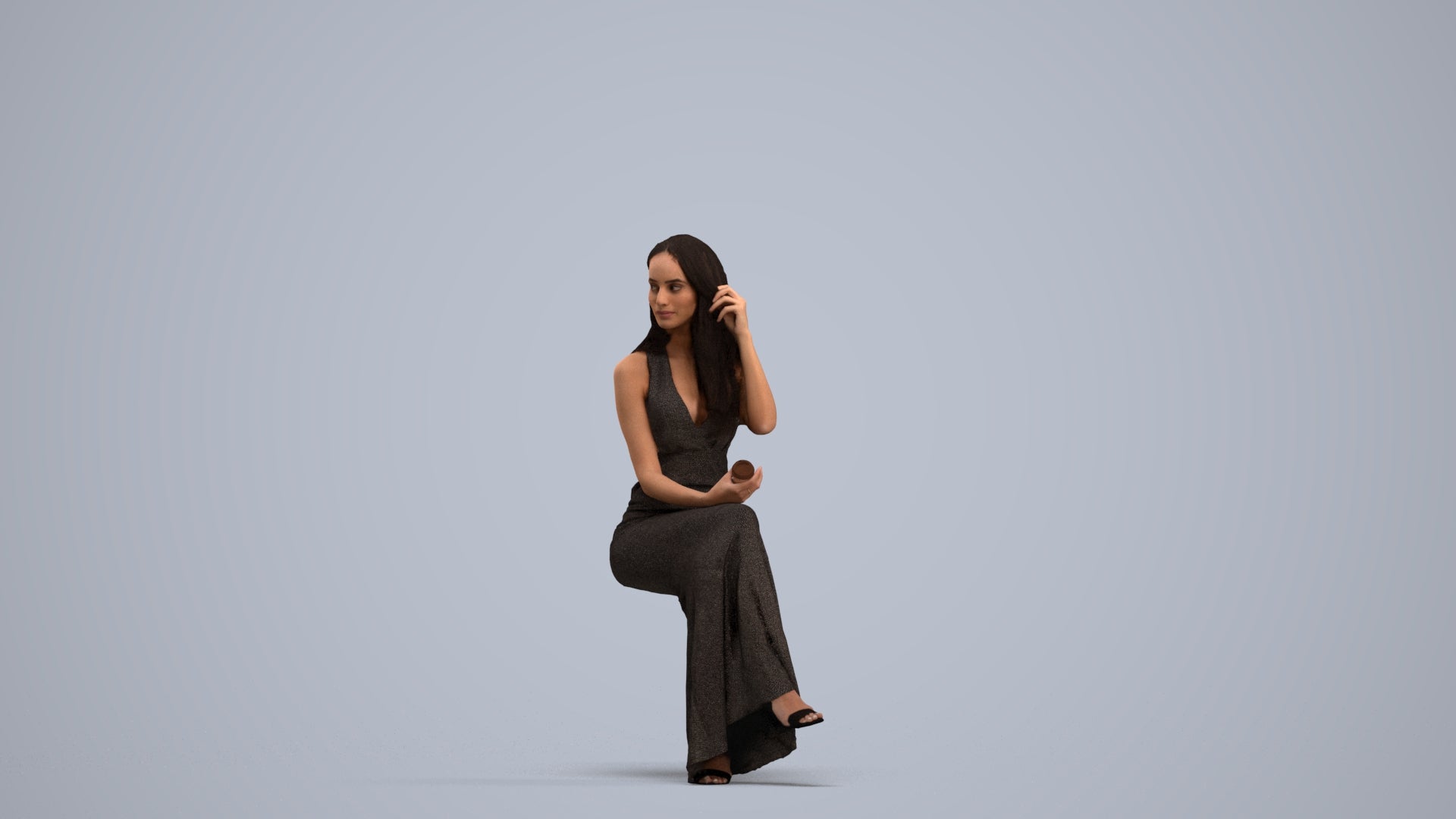 3D scanned woman formalaffairs formal, photorealistic archviz people for Enscape and SketchUp, standing pose render