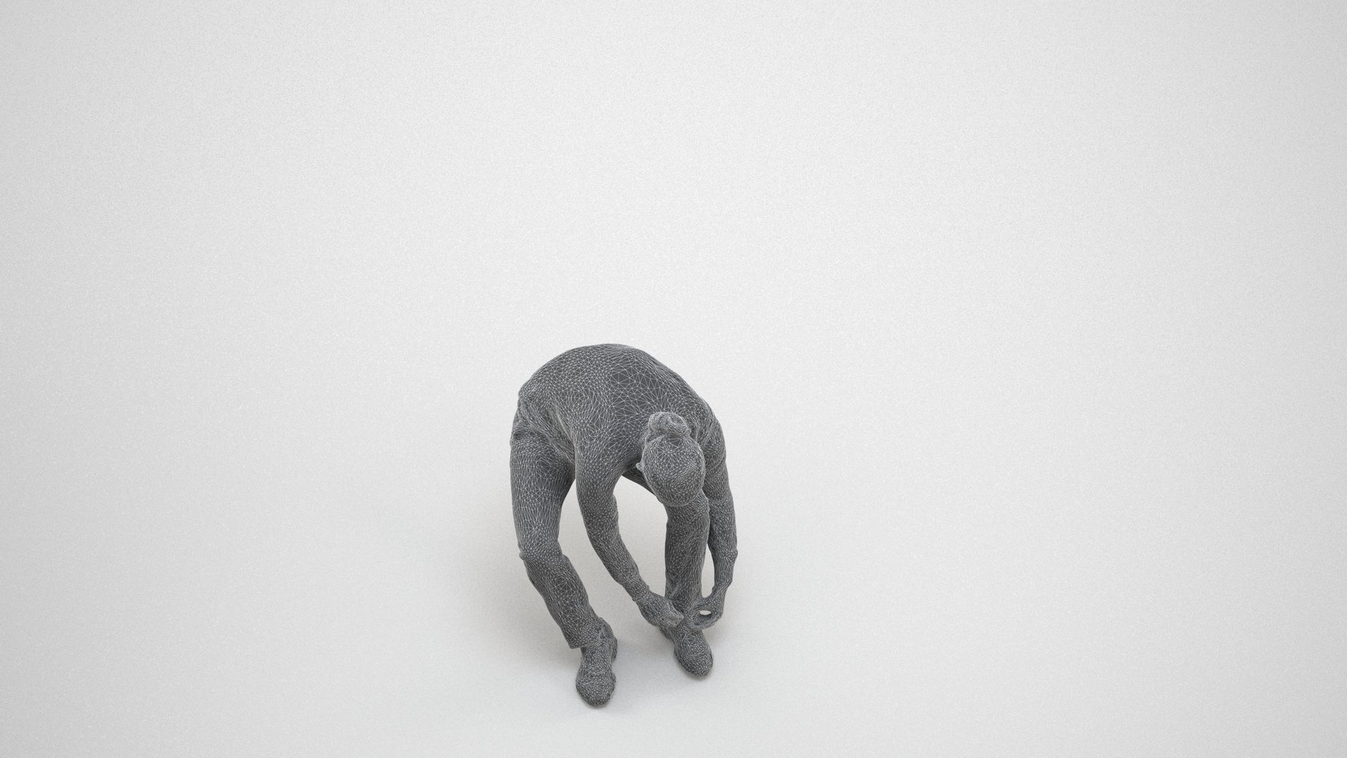 3D scanned man sitting casual, photorealistic archviz people for Enscape and SketchUp, wireframe three-quarter view