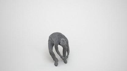 3D scanned man sitting casual, photorealistic archviz people for Enscape and SketchUp, wireframe three-quarter view