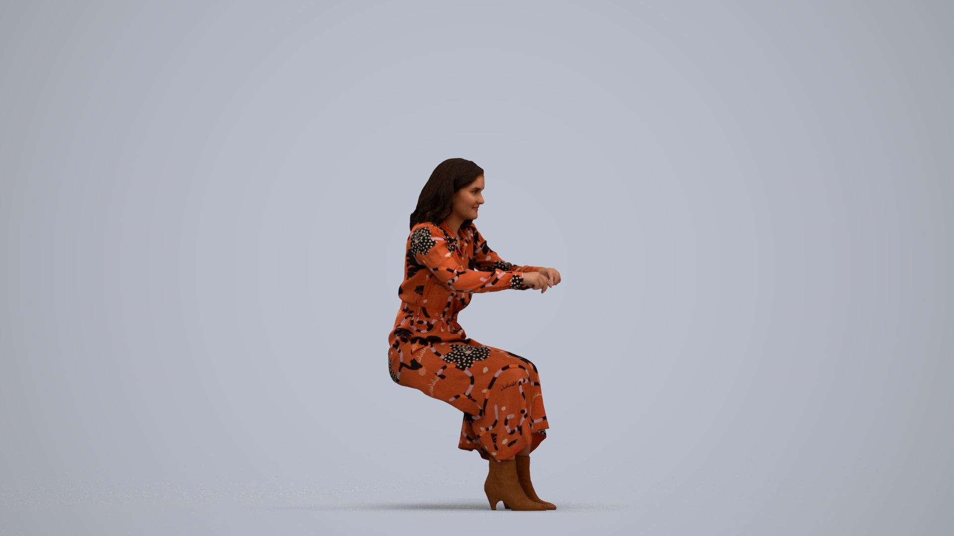 scanned 3D woman casual business, photogrammetry people for Enscape and V-Ray, standing pose render