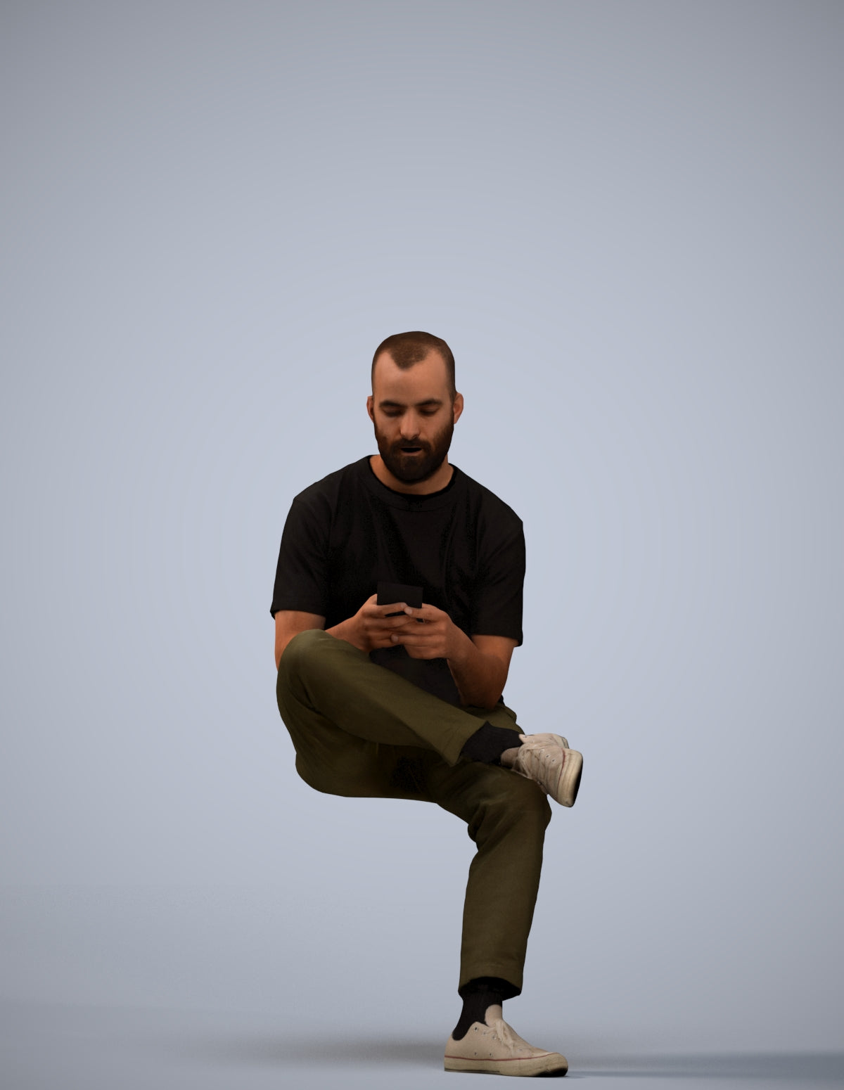 photogrammetry 3D man casual sitting, realistic human model archviz FBX