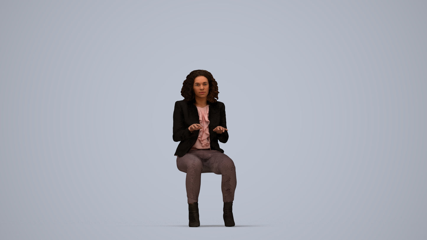 photogrammetry 3D woman business, realistic human model archviz FBX, top-down view render