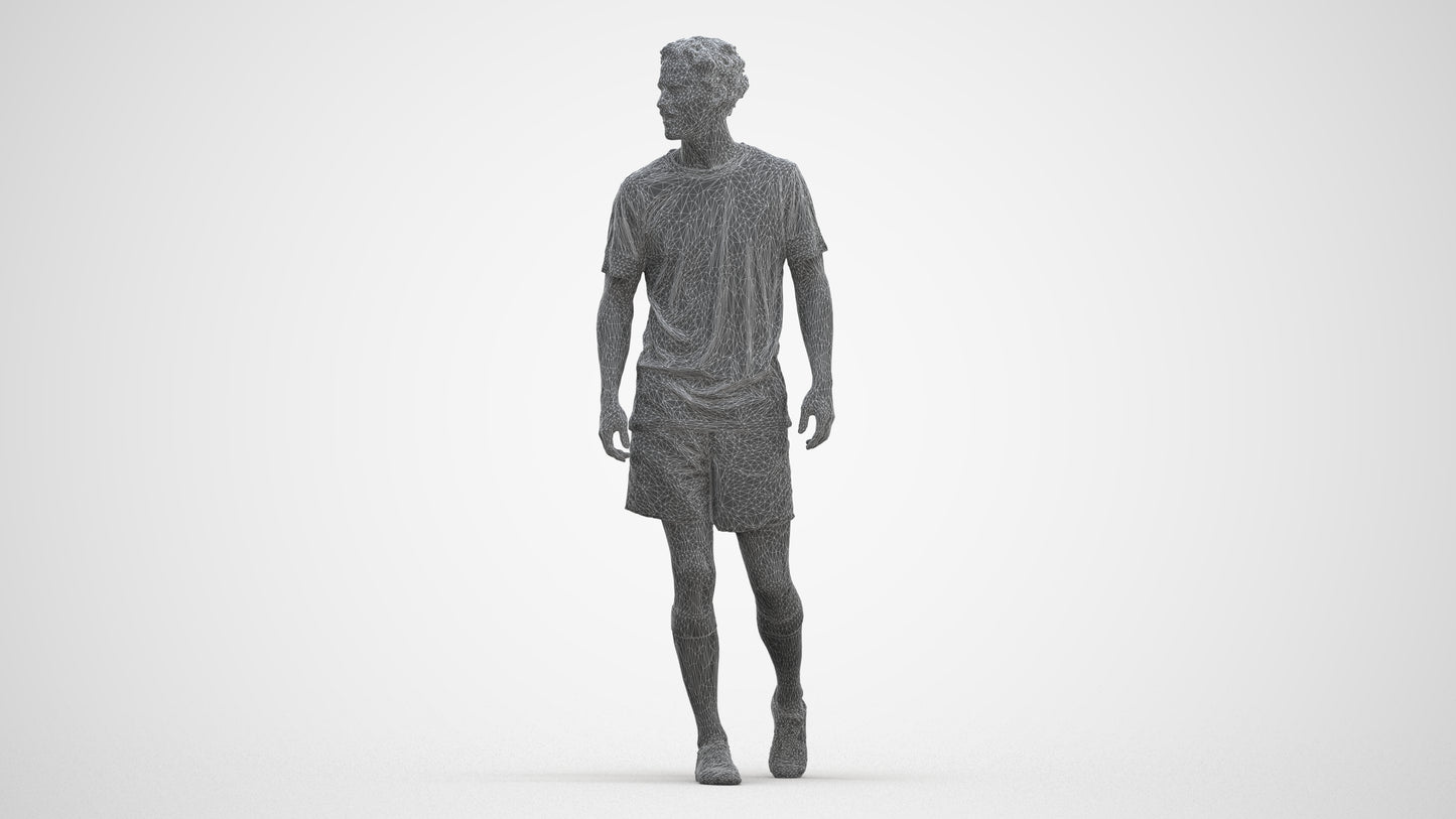 3D scanned man sport, photorealistic archviz people for Enscape and SketchUp, three-quarter front view render