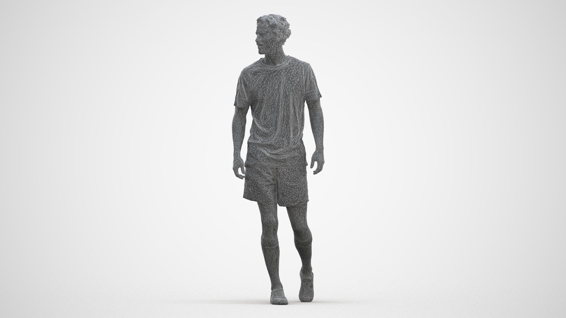3D scanned man sport, photorealistic archviz people for Enscape and SketchUp, three-quarter front view render