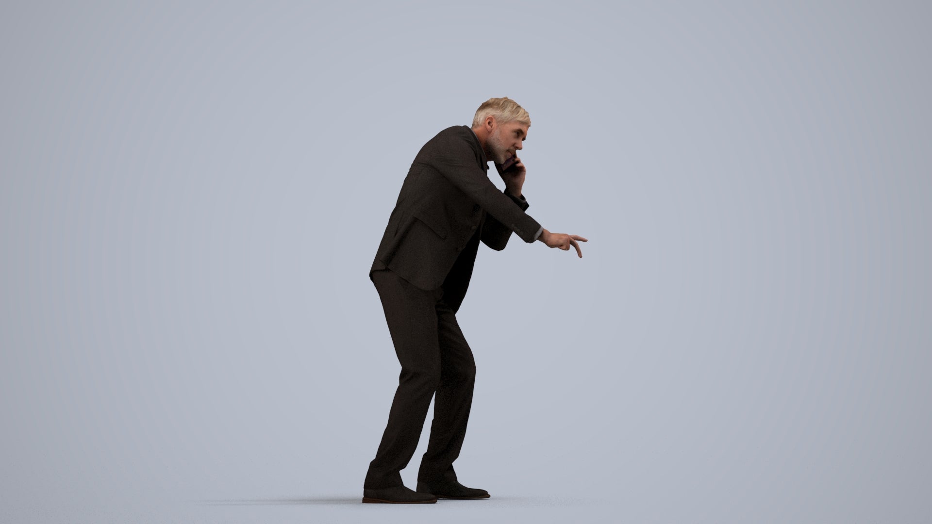 realistic 3D man business, scanned archviz people for Blender and 3ds Max, side view render