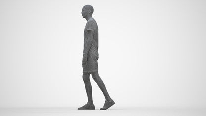 3D people model man casual walking, scanned human for 3ds Max rendering, wireframe back view