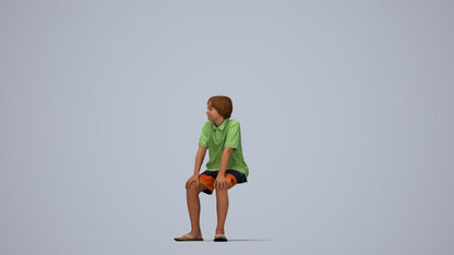 scanned 3D boy kids, photogrammetry people for Enscape and V-Ray, top-down view render