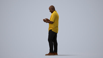 3D human model man casual standing, photogrammetry scanned person for archviz, three-quarter view render