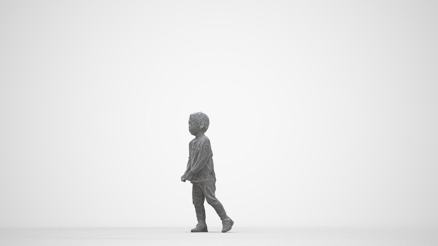 3D people model boy casual kids, scanned human for 3ds Max rendering, wireframe back view