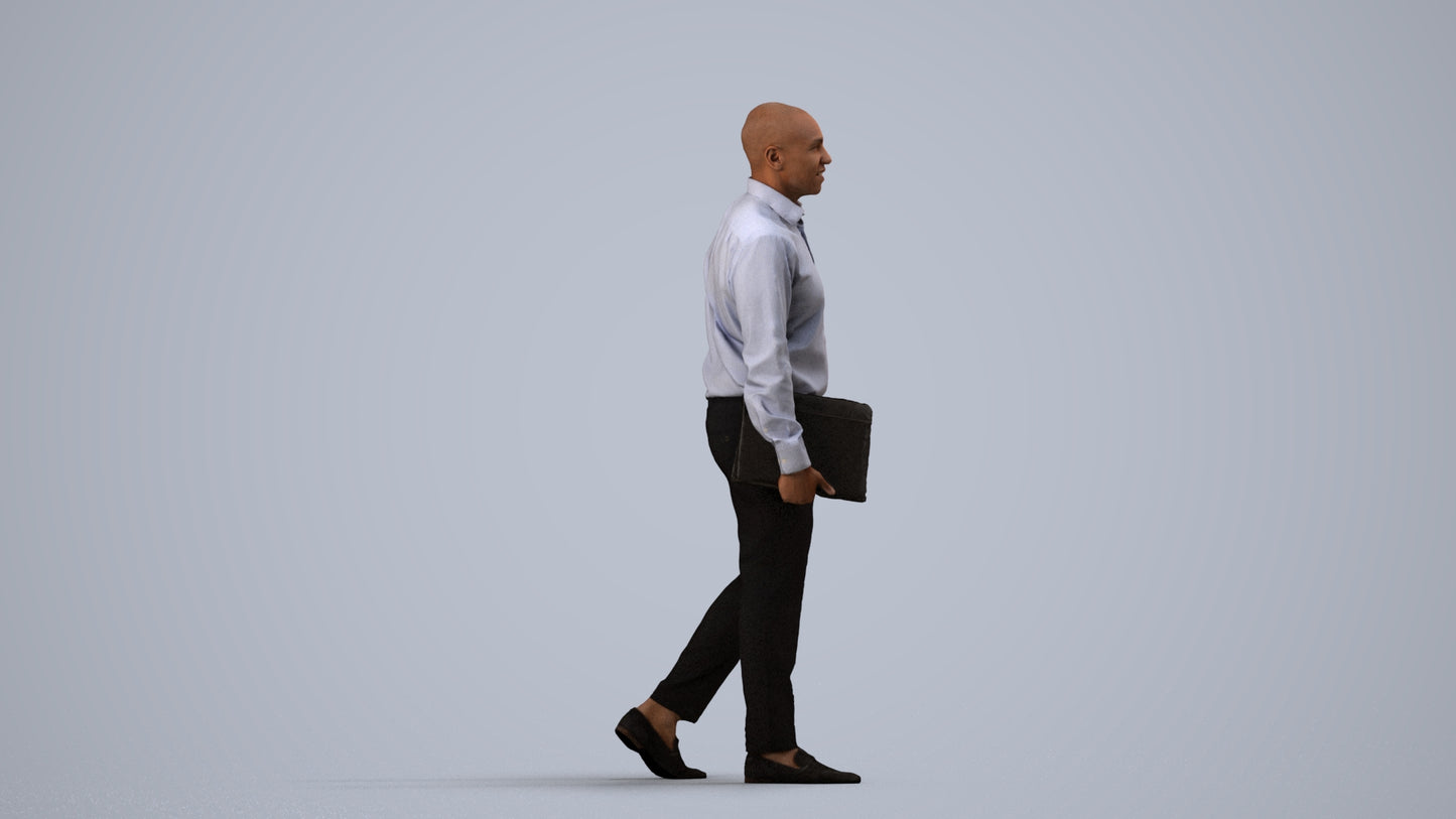 3D scanned man business, photorealistic archviz people for Enscape and SketchUp, side view render