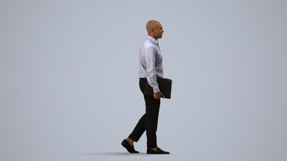 3D scanned man business, photorealistic archviz people for Enscape and SketchUp, side view render