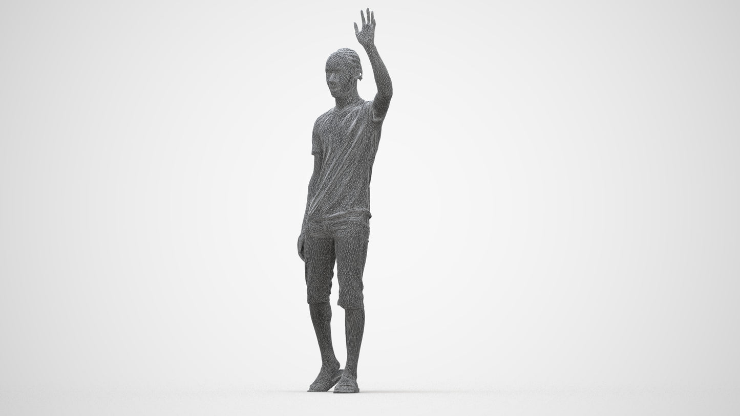 realistic 3D human boy casual kids, archviz people FBX OBJ for Blender, wireframe back view