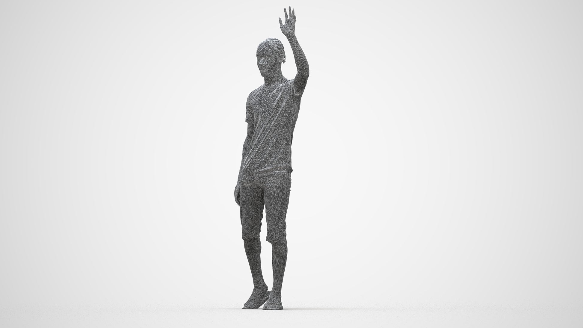 realistic 3D human boy casual kids, archviz people FBX OBJ for Blender, wireframe back view