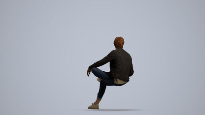 realistic 3D people man casual sitting, render-ready for V-Ray and Corona, FBX OBJ, front view render