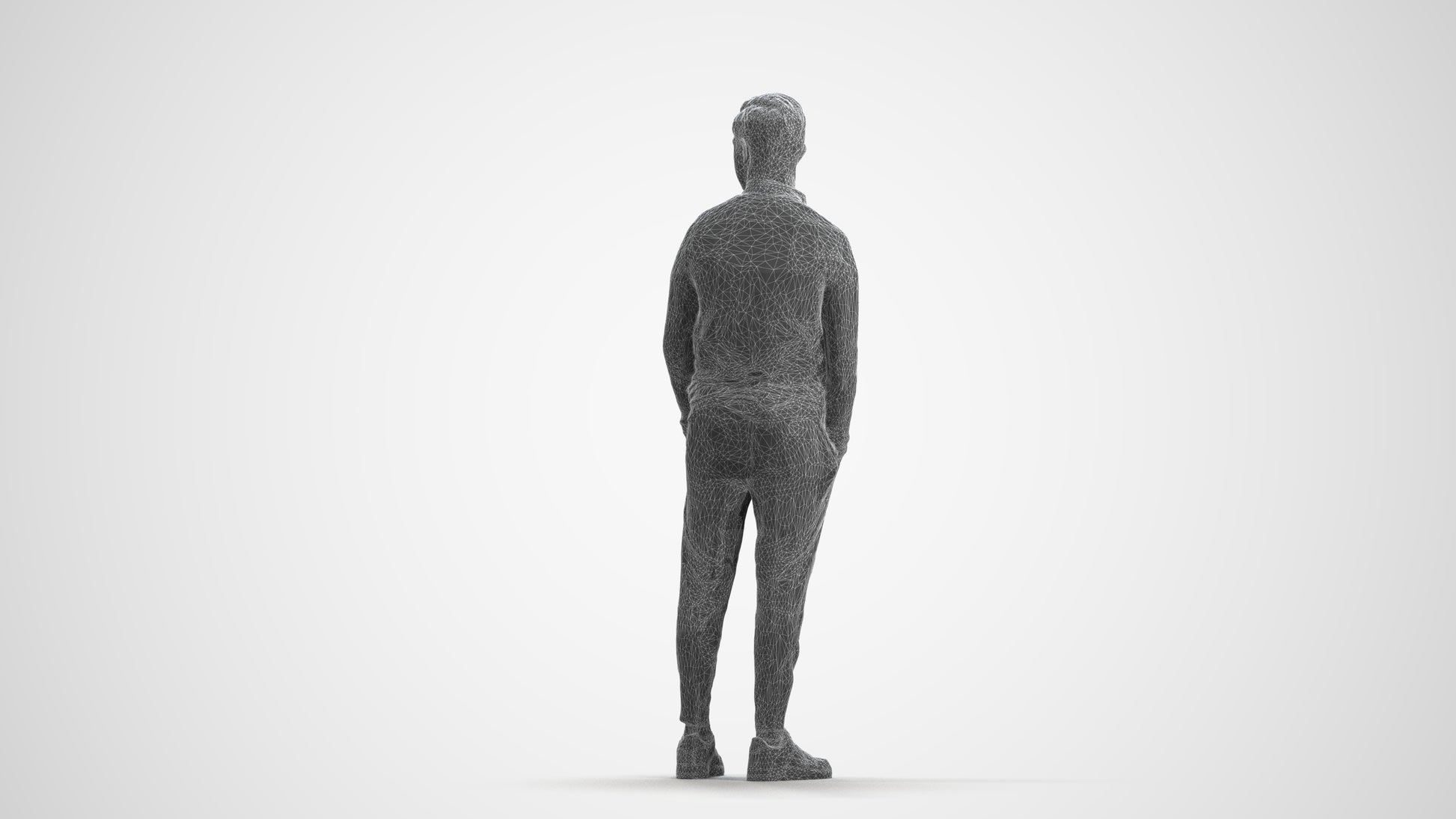 3D scanned boy kids casual, photorealistic archviz people for Enscape and SketchUp, wireframe front view