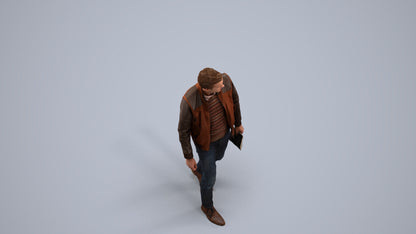 3D people model man casual walking, scanned human for 3ds Max rendering, back view render