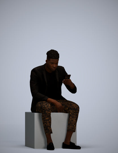 realistic 3D man casual sitting, scanned archviz people for Blender and 3ds Max