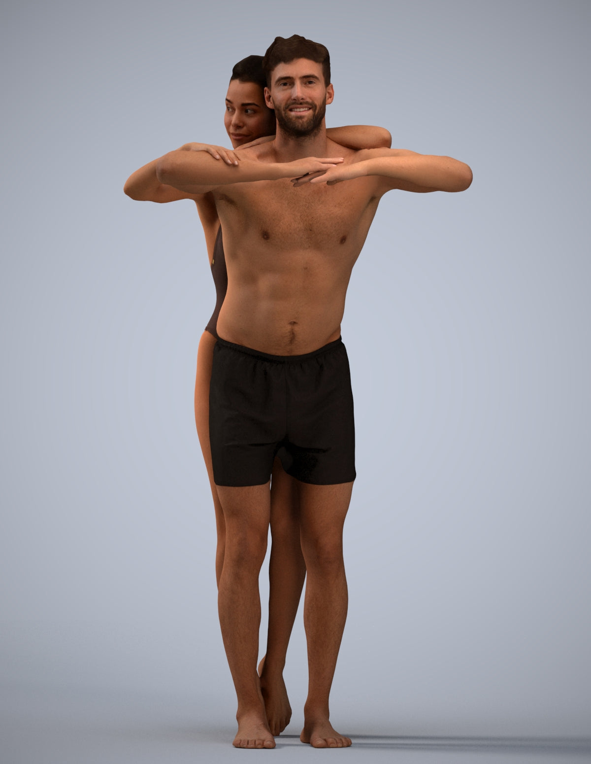 3D scanned man pool, photorealistic archviz people for Enscape and SketchUp