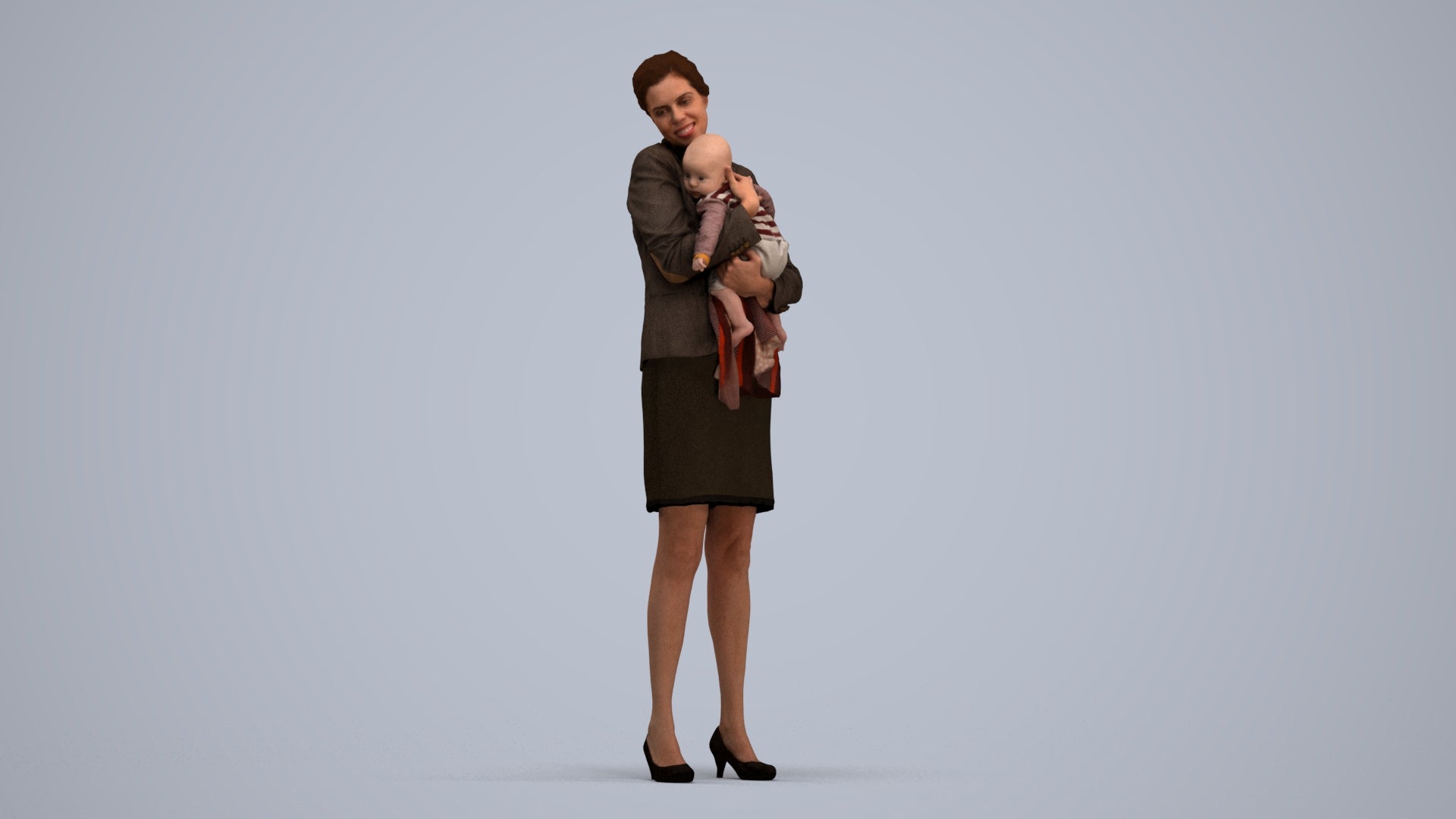 scanned 3D girl business kids, photogrammetry people for Enscape and V-Ray, standing pose render