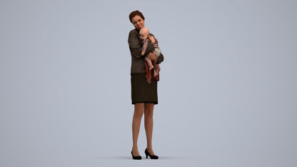 scanned 3D girl business kids, photogrammetry people for Enscape and V-Ray, standing pose render