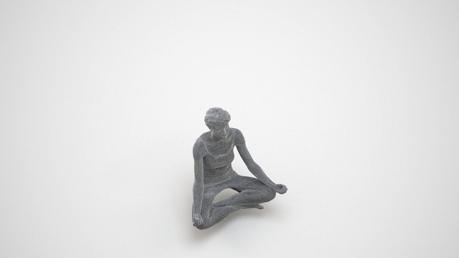 3D human model woman sport, photogrammetry scanned person for archviz, wireframe three-quarter view