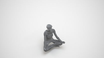3D human model woman sport, photogrammetry scanned person for archviz, wireframe three-quarter view