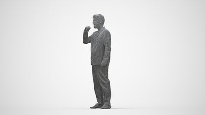 3D scanned man bathroom, photorealistic archviz people for Enscape and SketchUp, wireframe back view