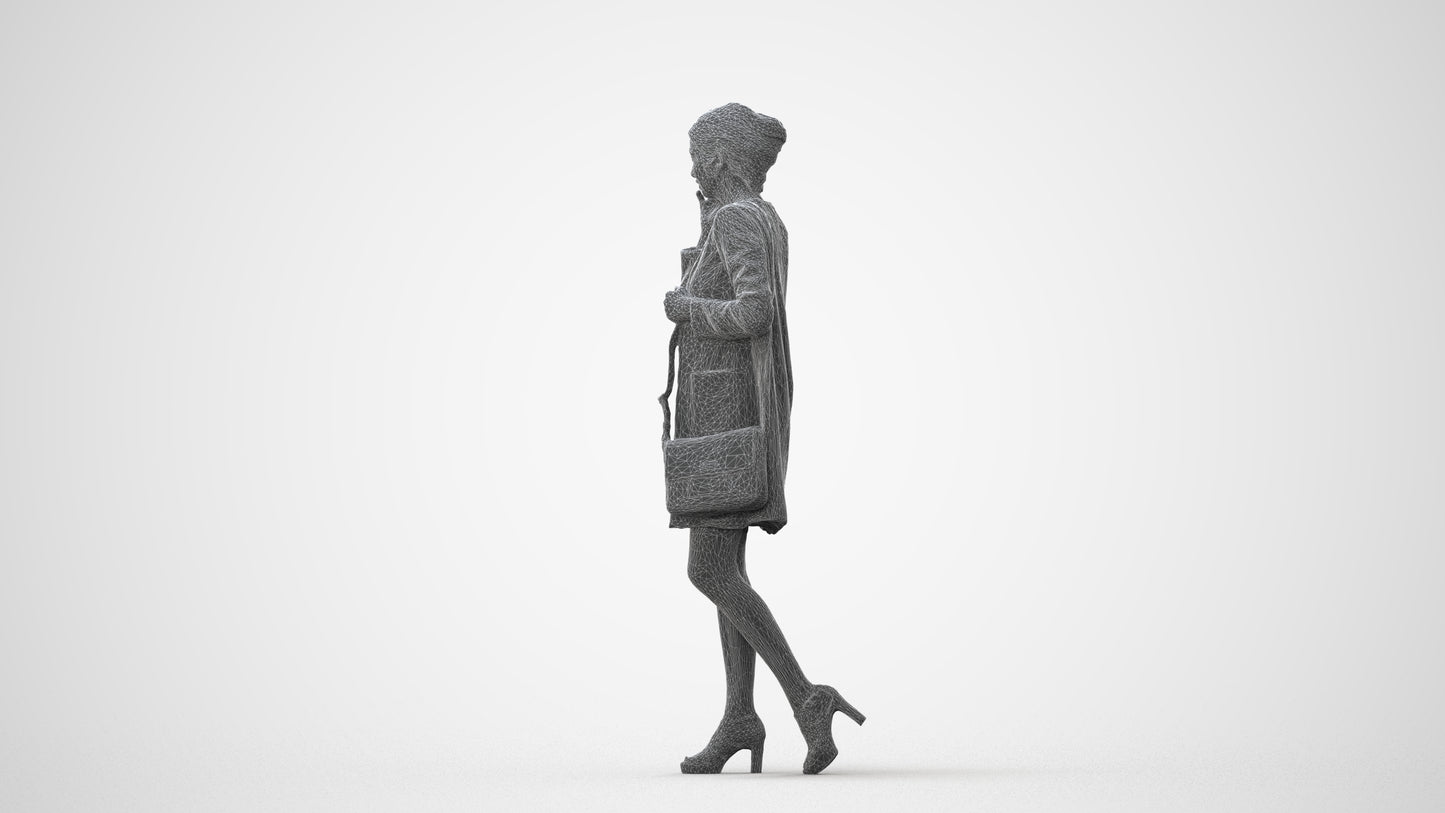 3D scanned woman walking business, photorealistic archviz people for Enscape and SketchUp, square thumbnail