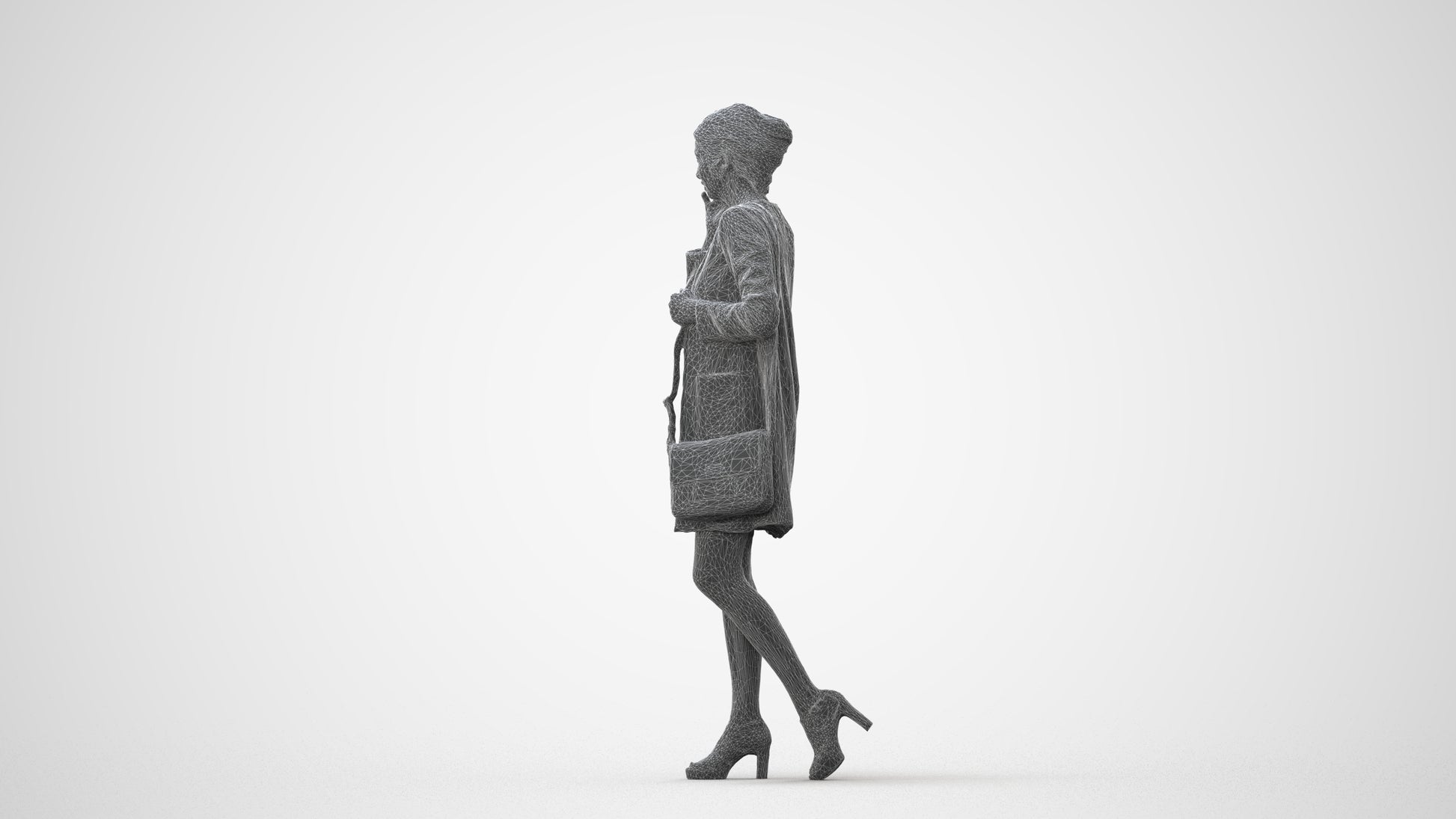 3D scanned woman walking business, photorealistic archviz people for Enscape and SketchUp, square thumbnail