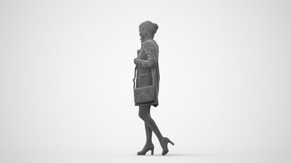3D scanned woman walking business, photorealistic archviz people for Enscape and SketchUp, square thumbnail