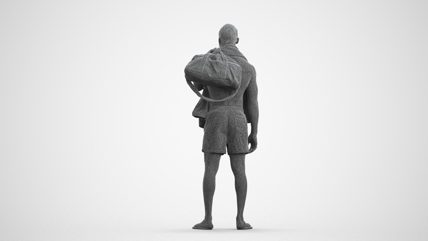 realistic 3D human man sport, archviz people FBX OBJ for Blender, wireframe front view