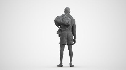 realistic 3D human man sport, archviz people FBX OBJ for Blender, wireframe front view