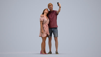 3D scanned woman couple casual, photorealistic archviz people for Enscape and SketchUp, standing pose render