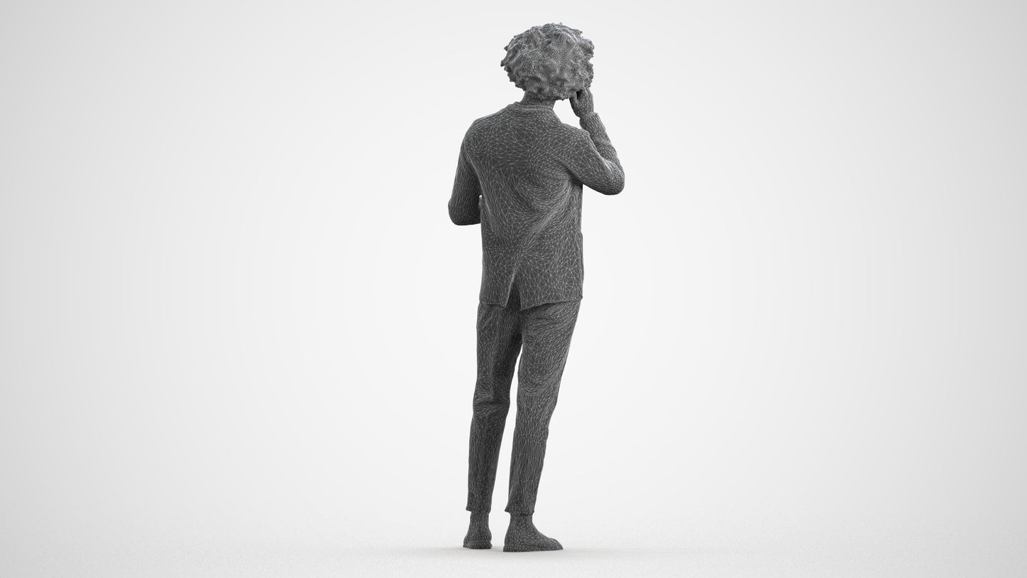 3D people model man business standing, scanned human for 3ds Max rendering, wireframe front view