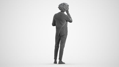 3D people model man business standing, scanned human for 3ds Max rendering, wireframe front view