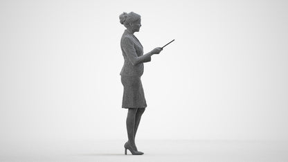 3D people model woman hospitality, scanned human for 3ds Max rendering, wireframe side view