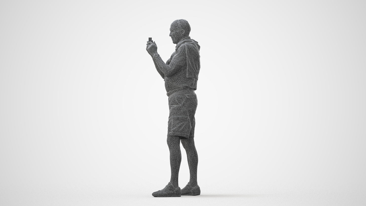realistic 3D senior man casual standing, scanned archviz people for Blender and 3ds Max, square thumbnail