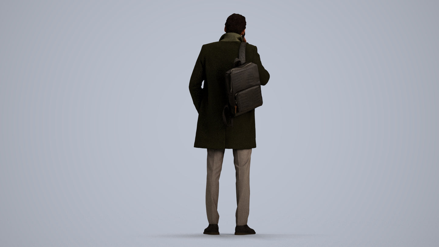3D scanned man business, photorealistic archviz people for Enscape and SketchUp, front view render