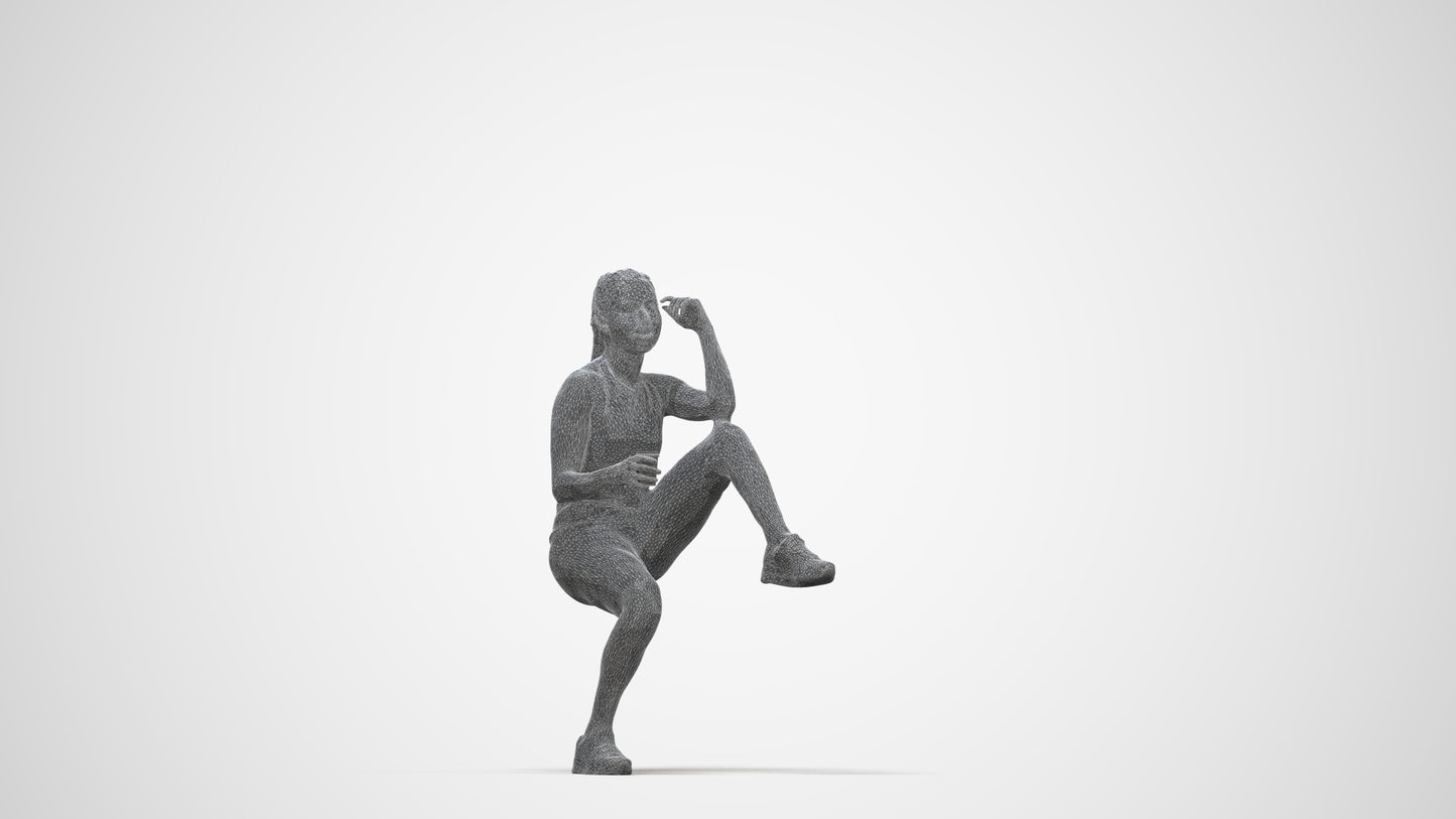 scanned 3D woman sport, photogrammetry people for Enscape and V-Ray, wireframe back view
