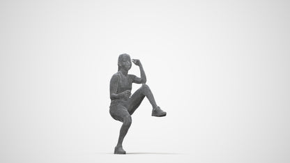 scanned 3D woman sport, photogrammetry people for Enscape and V-Ray, wireframe back view