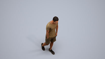realistic 3D human man casual walking, archviz people FBX OBJ for Blender, back view render