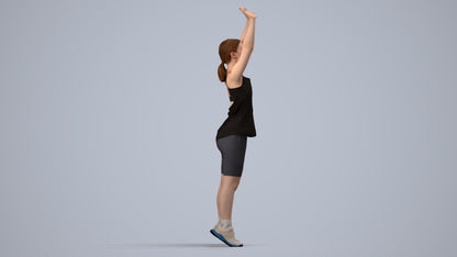 realistic 3D human girl sport, archviz people FBX OBJ for Blender, side view render