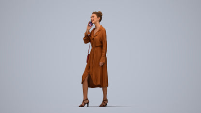 photogrammetry 3D woman casual standing, realistic human model archviz FBX, top-down view render