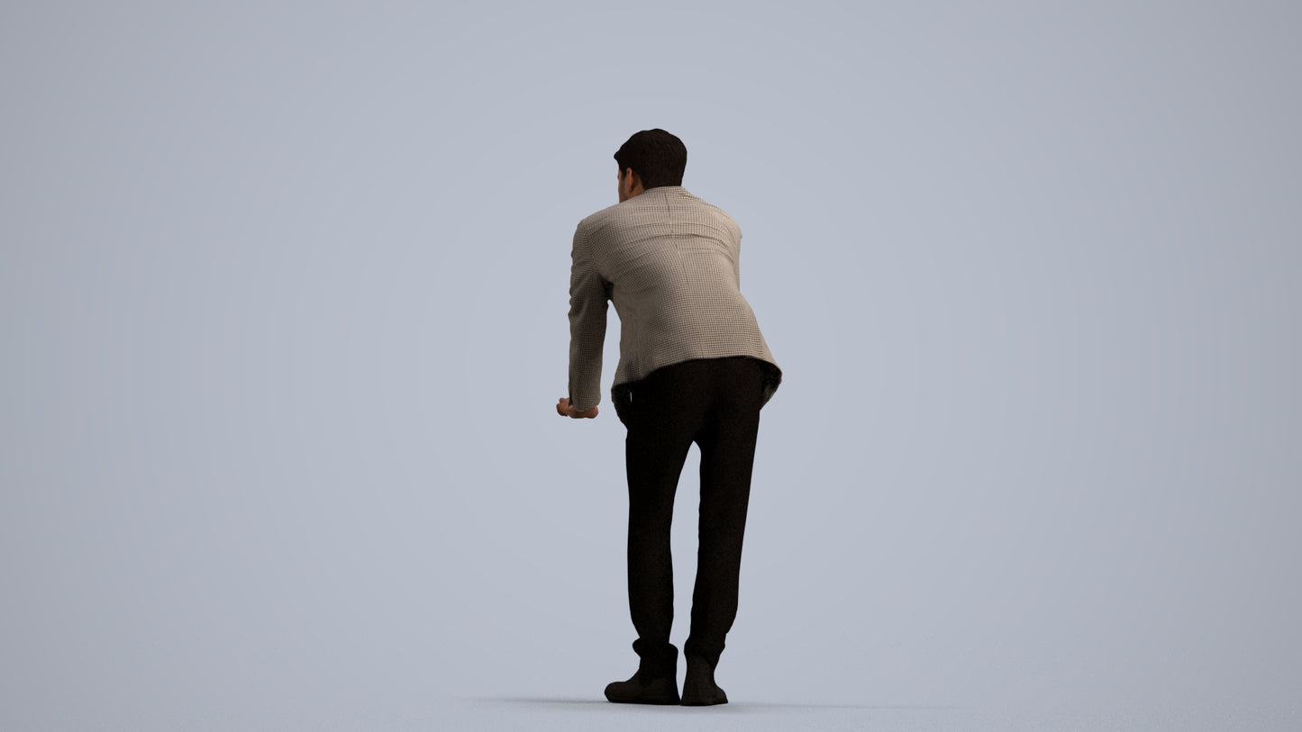 realistic 3D man business, scanned archviz people for Blender and 3ds Max, front view render