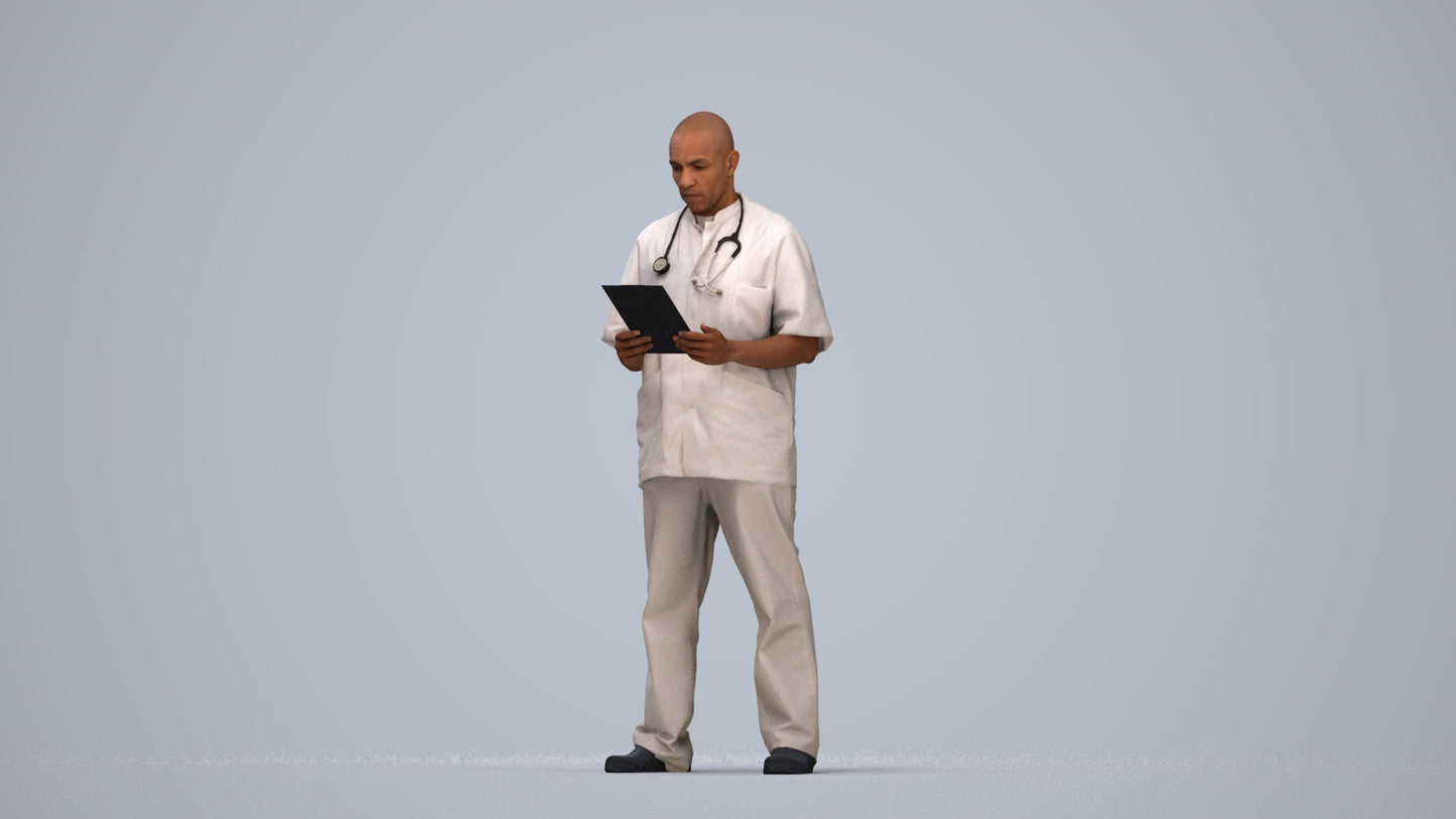 3D people model man medical, scanned human for 3ds Max rendering, top-down view render