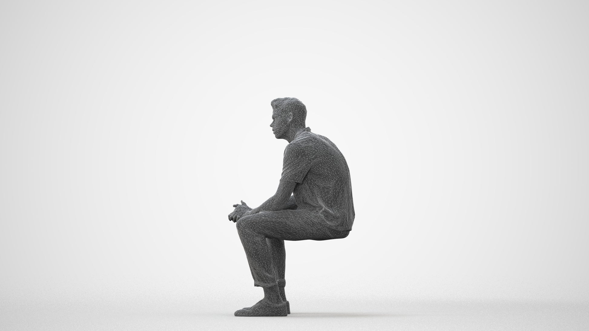 3D scanned man sitting casual, photorealistic archviz people for Enscape and SketchUp, square thumbnail