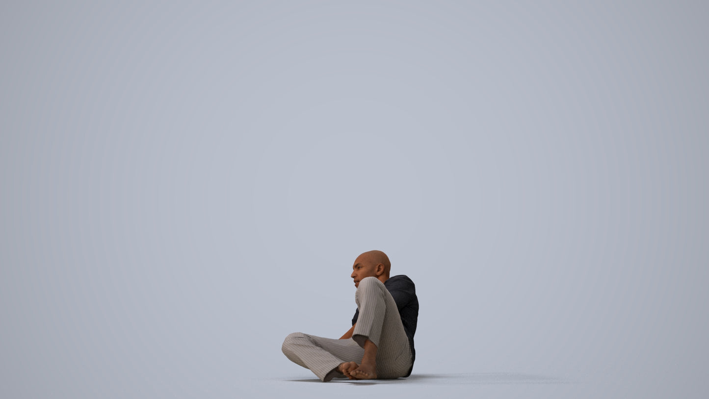 realistic 3D human man bathroom, archviz people FBX OBJ for Blender, three-quarter view render