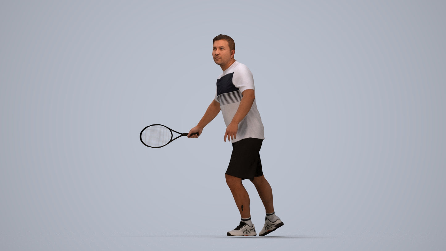 3D people model man sport, scanned human for 3ds Max rendering, top-down view render
